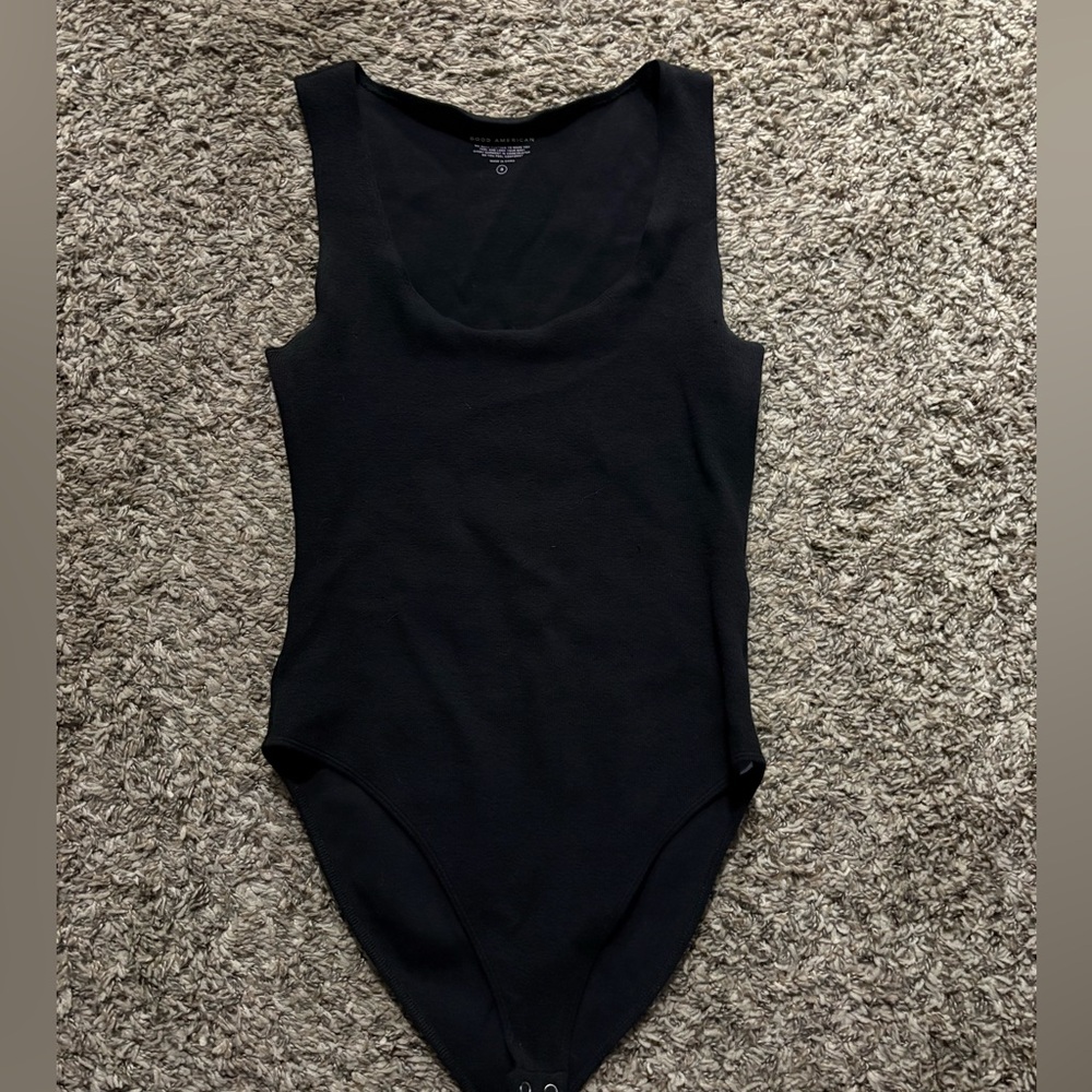 Good American Black Sleeveless Bodysuit